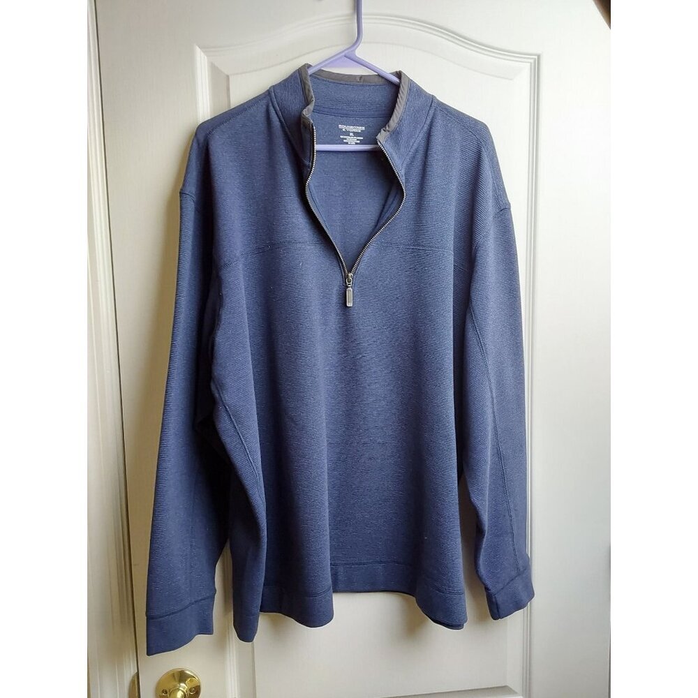 Roundtree &‎ Yorke heather blue men's pullover with zipper, size XL